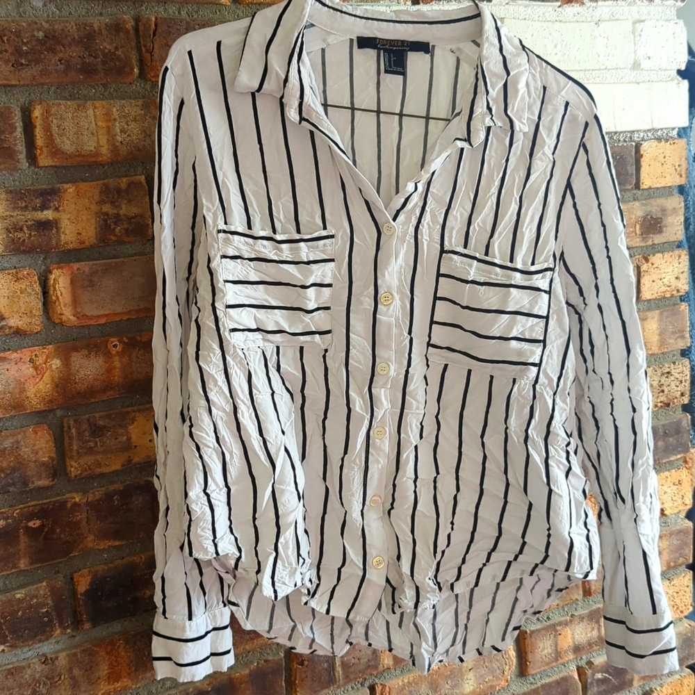 Striped Button Down Blouse